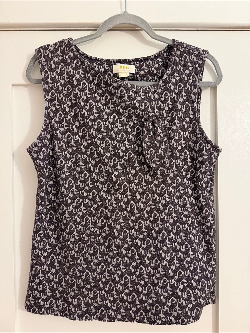 Maeve Anthropologie Cat Print Sleeveless Top Blouse Medium
